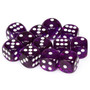 Chessex 23607 Translucent 16mm Purple/white D6 Dice Set (12)