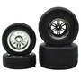 1RC Racing 1RC5522 FR/RR Tires & Wheels, Silver Chrome, 1/18 Sprint (4)