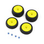 PRO1031412: Electron 2.0 F/R Tires Mounted 7mm Yellow (4) for Losi Micro-B