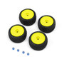 PRO1031512: Electron 2.0 F/R Tires Mounted 7mm Yellow (4) for Losi Micro-T