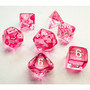 Chessex 20384 Translucent Mini-hedral Pink/white 7-Dice Set