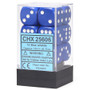 Chessex 25606 Opaque Blue/White 16mm D6 Set (12 Dice)