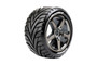Louise RC L-T3250SBC T-Rocket 1/8 Off-Road Truggy Tires, 0" Offset, 17mm on Black Chrome Spoke Rim, Front/Rear, 1 Pair