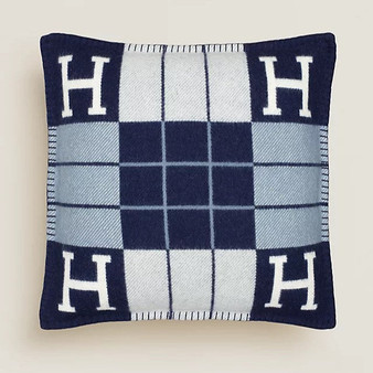 H Throw Pillow Navy