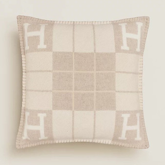 H Throw Pillow Beige