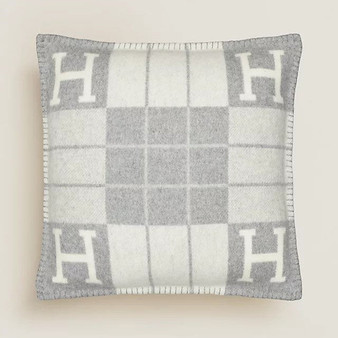 H Throw Pillow Light Grey