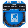 Boss 10ft / 3m Instrument Cable, Angled/Straight 1/4" jack