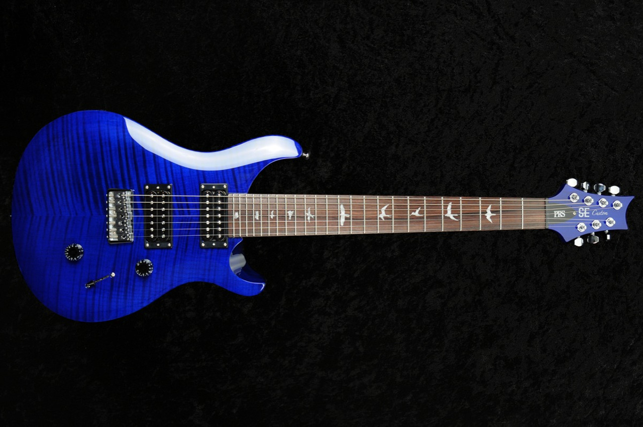 prs se custom 24 7 string royal blue