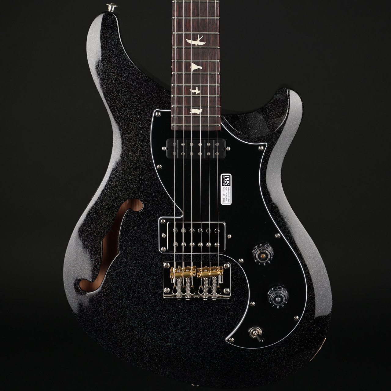 PRS S2 Vela Semi-Hollow, Mahogany Neck in Black Rainbow Holoflake