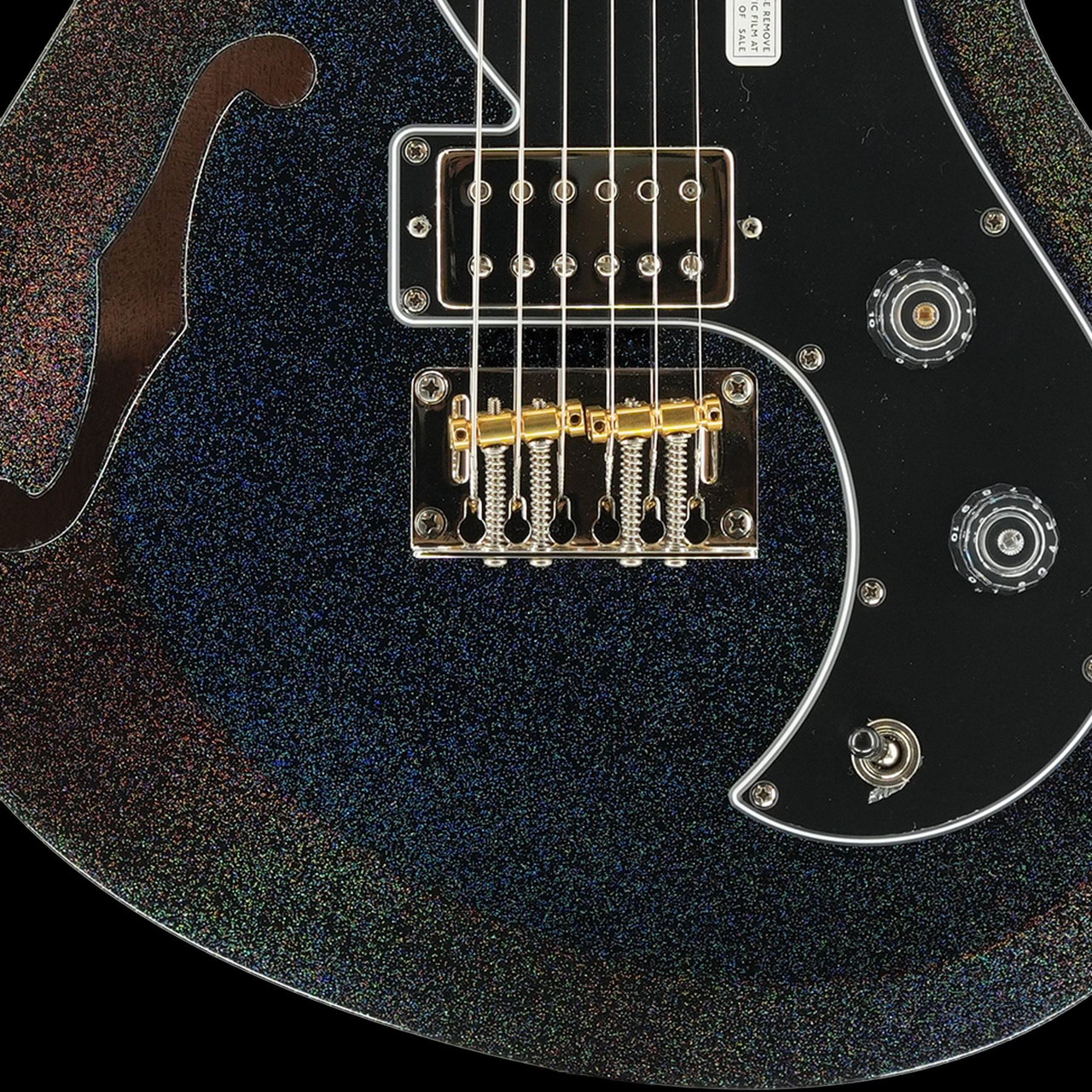 PRS S2 Vela Semi-Hollow, Mahogany Neck in Black Rainbow Holoflake