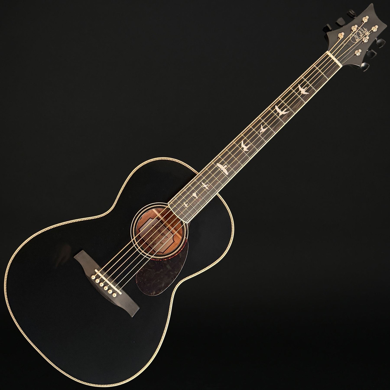 PRS SE P20E Parlor Electro Acoustic, Gloss Black Top, Doghair Back