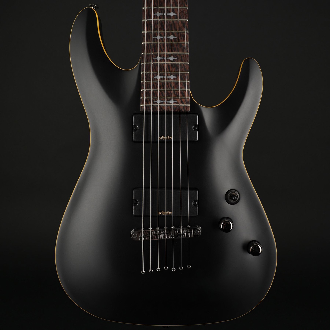 Schecter Demon 7 in Aged Black Satin - Wildwire Guitars