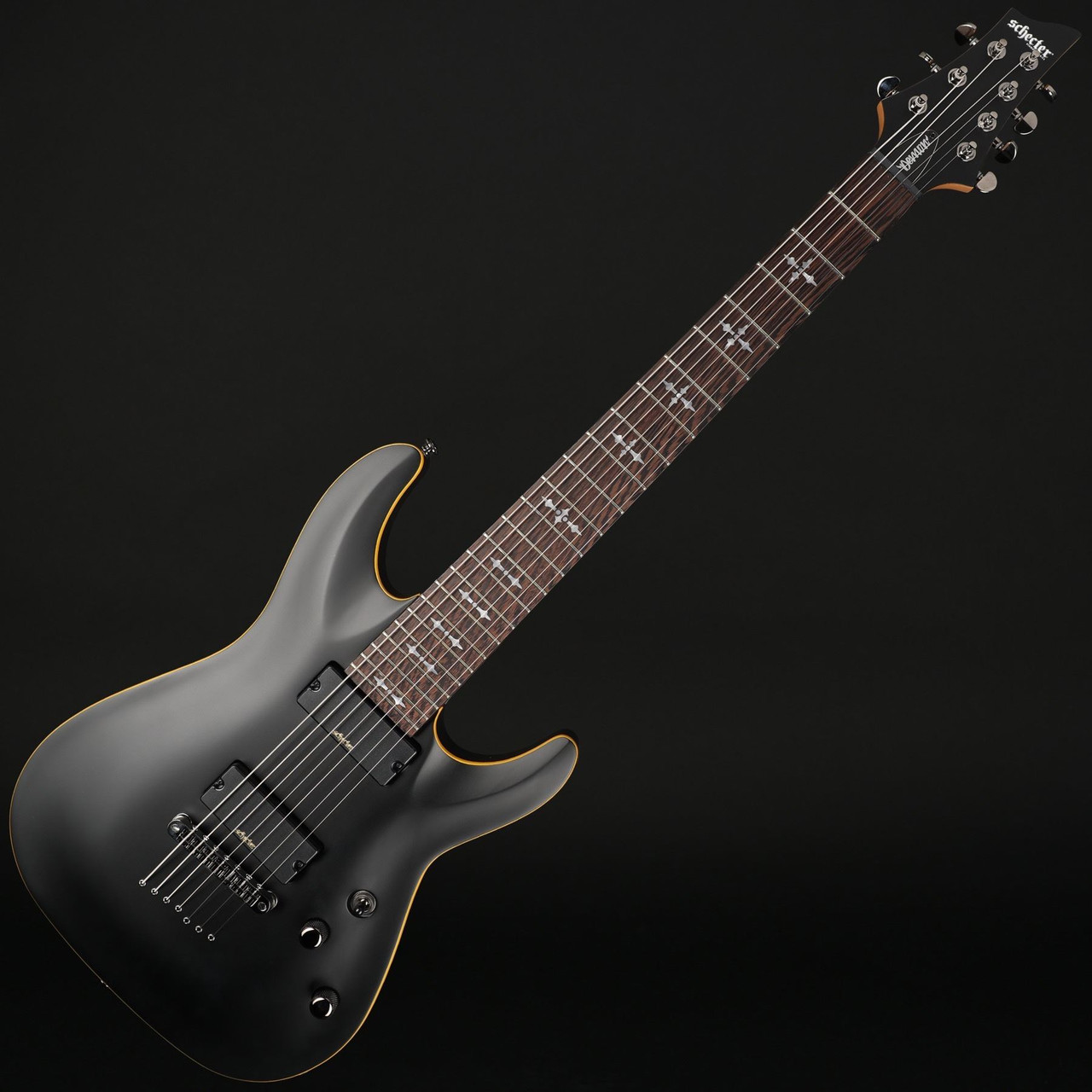 Schecter Demon 7 in Aged Black Satin - Wildwire Guitars