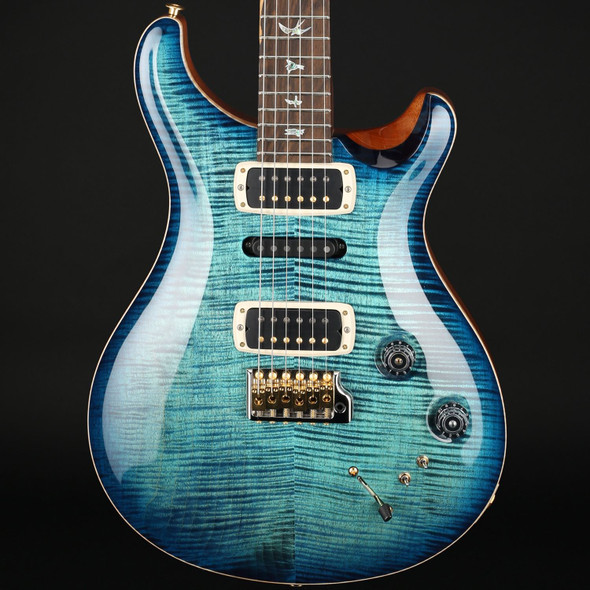 PRS Modern Eagle V Wood Library 10 Top, Ziricote Fingerboard in Cobalt Blue, Natural Back with Black Paisley Case #0378723