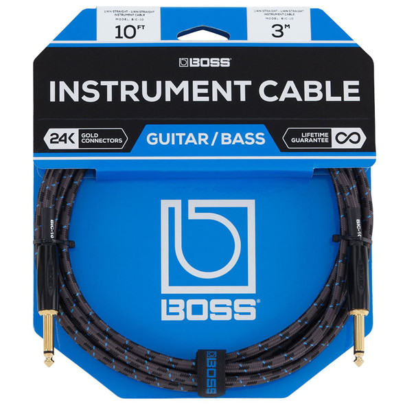 Boss 10ft / 3m Instrument Cable, Straight/Straight 1/4" jack