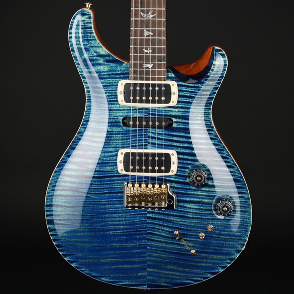 PRS Modern Eagle V Wood Library 10 Top with Ziricote Fingerboard in River Blue with Black Paisley Case #0378727