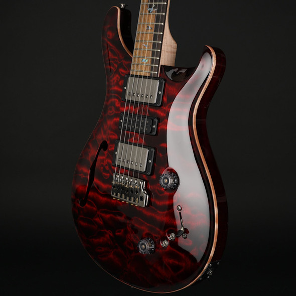 PRS Wood Library Special Semi-Hollow 22 10-Top Quilt, Flame Maple Neck in Fire Red with Black Paisley Case #0379116