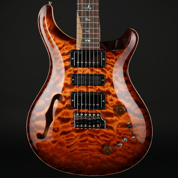 PRS Wood Library Special Semi-Hollow 22 10-Top Quilt, Flame Maple Neck in Copperhead Burst with Black Paisley Case #0379109