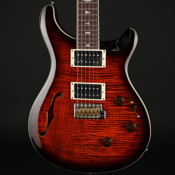 PRS SE Custom 24 Semi-Hollow Piezo in Orange Tiger Smokeburst with Gig Bag #H010384