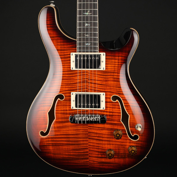 PRS SE Hollowbody II Piezo in Orange Tiger Smokeburst with Case #I01793