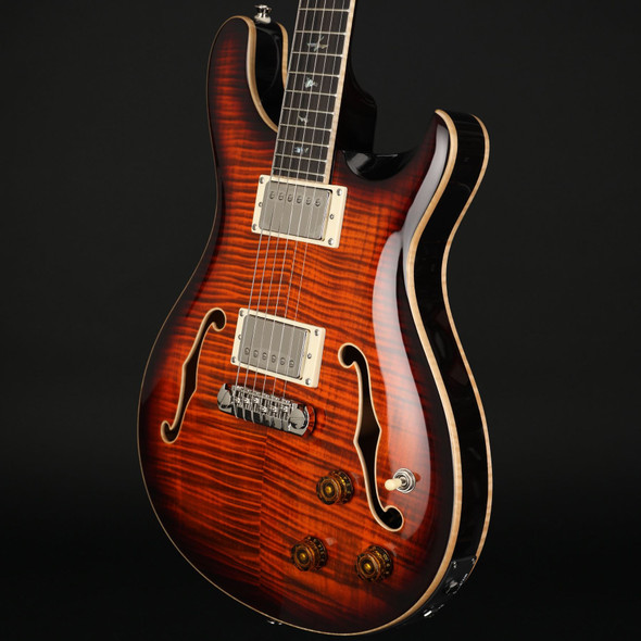 PRS SE Hollowbody II Piezo in Orange Tiger Smokeburst with Case #I01793