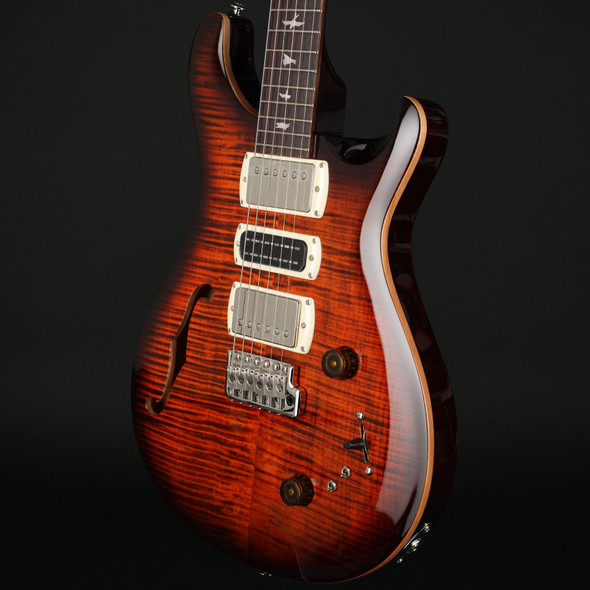 PRS SE Special Semi-Hollow in Orange Tiger Smokeburst with Gig Bag