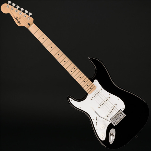 Squier Sonic Stratocaster Left-Handed, Maple Fingerboard, White Pickguard in Black