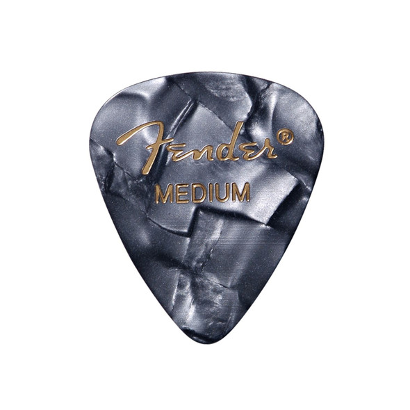 Fender Premium Celluloid 351 Shape Picks, Medium, Black Moto, 12-Pack