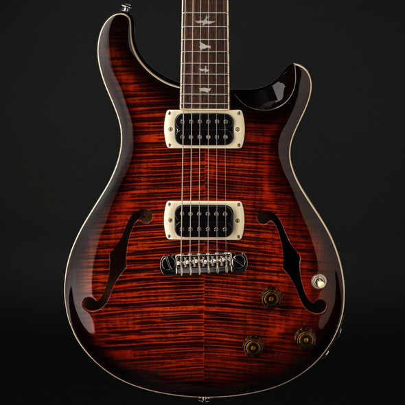 PRS SE Hollowbody I Piezo in Orange Tiger Smokeburst with Gig Bag