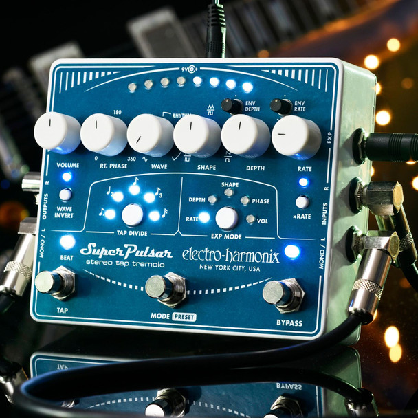 Electro Harmonix Super Pulsar Stereo Tap Tremolo Pedal