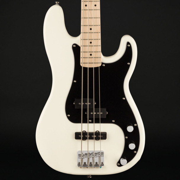 Squier Affinity Series Precision Bass PJ, Maple Fingerboard, Black Pickguard in Olympic White