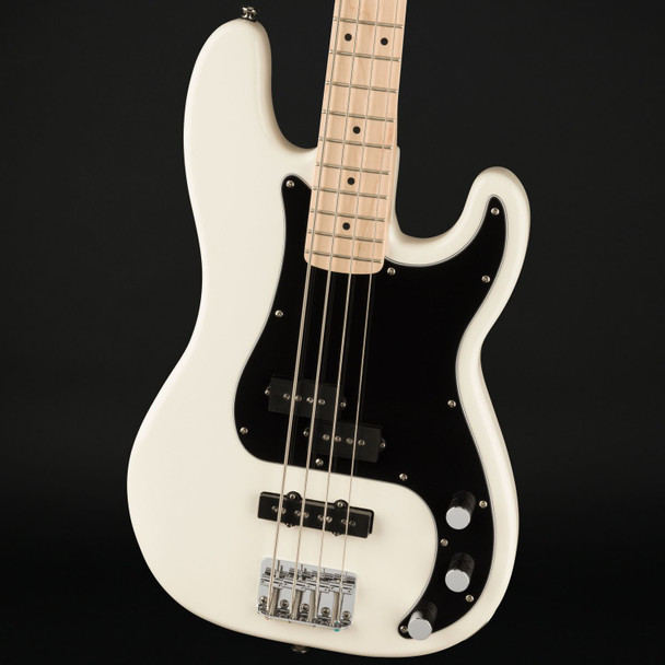 Squier Affinity Series Precision Bass PJ, Maple Fingerboard, Black Pickguard in Olympic White