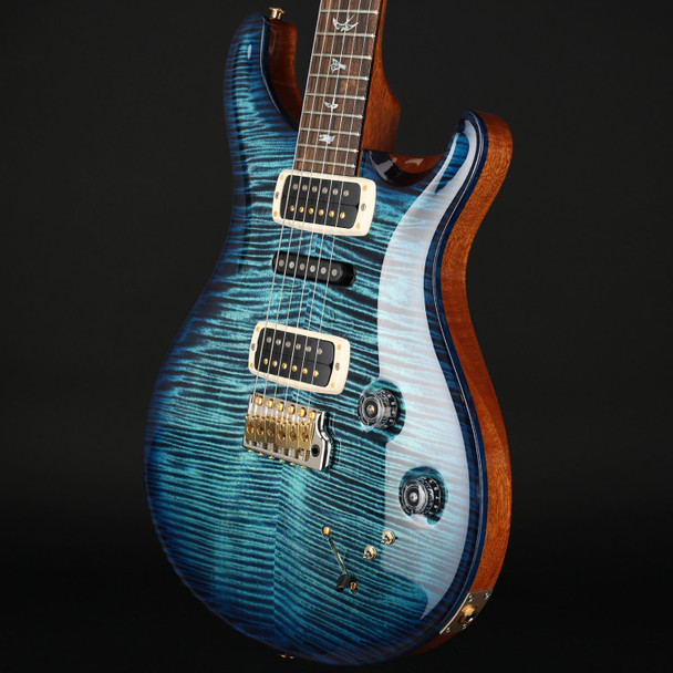 PRS Modern Eagle V Wood Library 10 Top, Ziricote Fingerboard in Cobalt Blue, Natural Back with Black Paisley Case #0378728