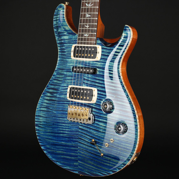 PRS Modern Eagle V Wood Library 10 Top with Ziricote Fingerboard in River Blue with Black Paisley Case #0378727