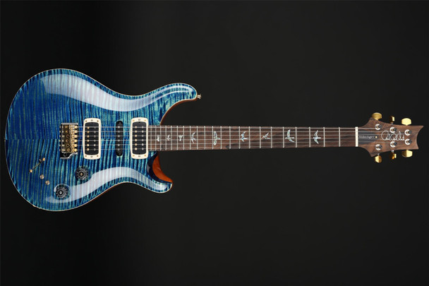 PRS Modern Eagle V Wood Library 10 Top with Ziricote Fingerboard in River Blue with Black Paisley Case #0378727