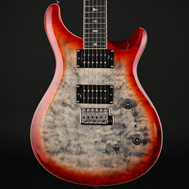 PRS SE Custom 24-08 Quilt in Charcoal Cherry Burst with Gig Bag #G098754