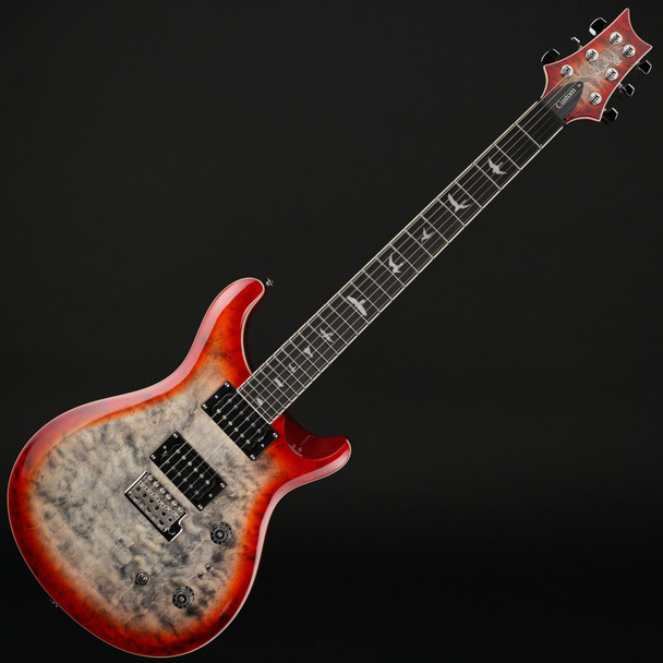 PRS SE Custom 24-08 Quilt in Charcoal Cherry Burst with Gig Bag #G098754