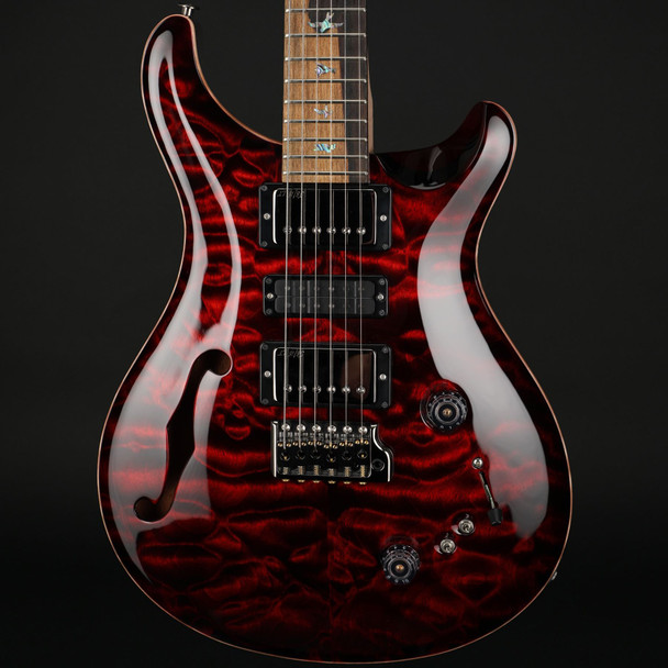 PRS Wood Library Special Semi-Hollow 22 10-Top Quilt, Flame Maple Neck in Fire Red with Black Paisley Case #0379116