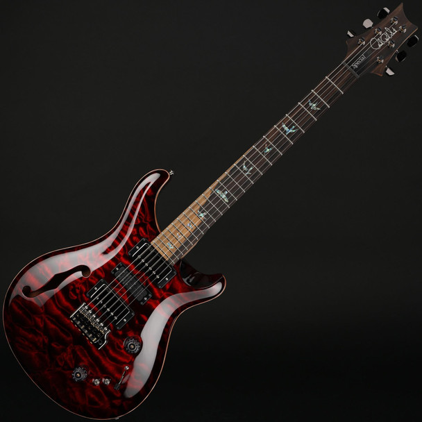 PRS Wood Library Special Semi-Hollow 22 10-Top Quilt, Flame Maple Neck in Fire Red with Black Paisley Case #0379116