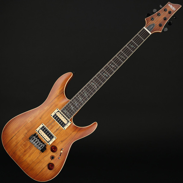Schecter C-1 Exotic Spalted Maple in Satin Natural Vintage Burst #IW24100504
