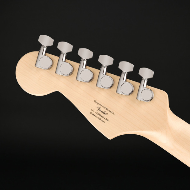 Squier FSR Squier Sonic Stratocaster, Maple Fingerboard, Black Pickguard, White Plastic Parts in Black