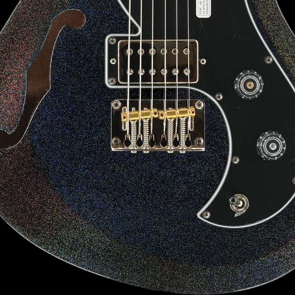 PRS S2 Vela Semi-Hollow, Mahogany Neck in Black Rainbow Holoflake #S2085375