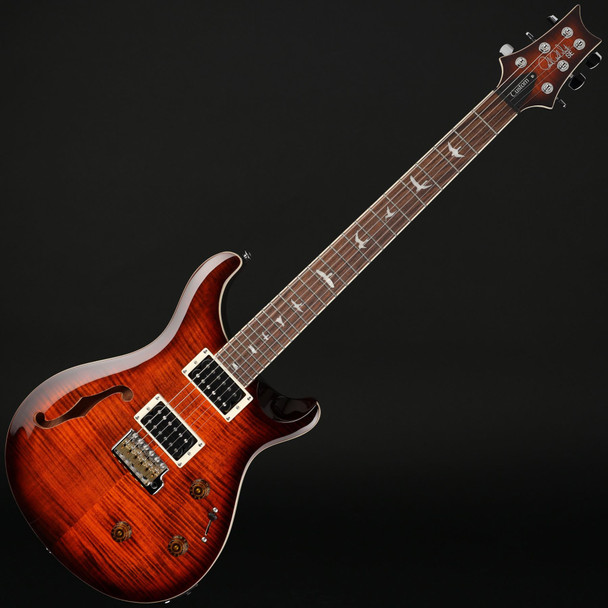 PRS SE Custom 24 Semi-Hollow Piezo in Orange Tiger Smokeburst with Gig Bag #G075486 - As New