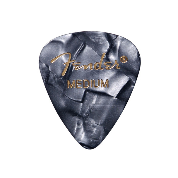 Fender Premium Celluloid 351 Shape Picks, Medium, Black Moto, 12-Pack
