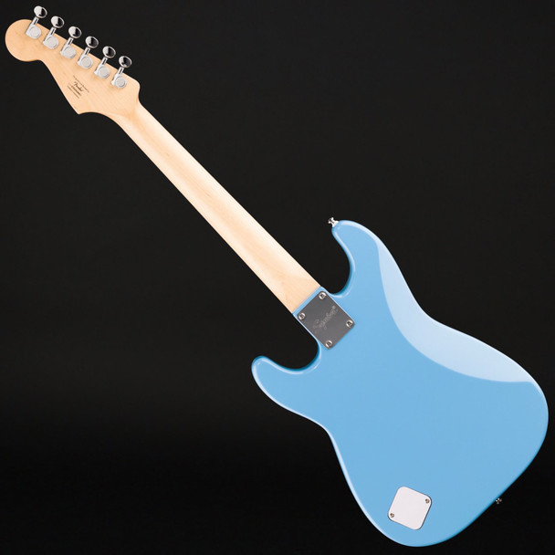 Squier Mini Stratocaster, Maple Fingerboard, White Pickguard in California Blue
