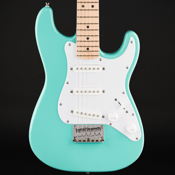 Squier Mini Stratocaster, Maple Fingerboard, White Pickguard in Sea Foam Green