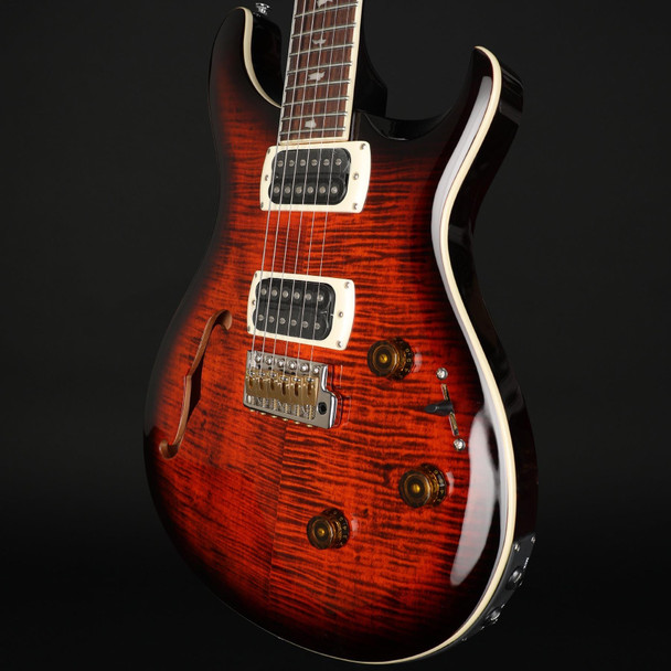 PRS SE Custom 24 Semi-Hollow Piezo (2026) in Orange Tiger Smokeburst with Gig Bag #H075494