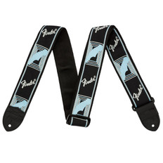 Fender 2" Monogrammed Strap, Black/Light Grey/Blue