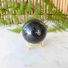 Black Tourmaline Sphere with Gold-Tone Stand
