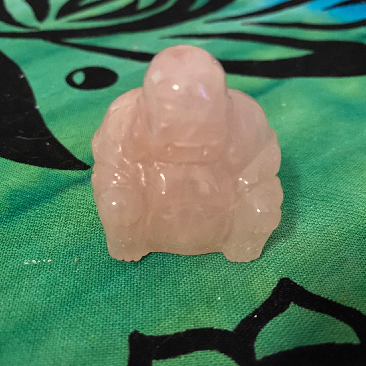 Rose Quartz Laughing Buddha Figurine